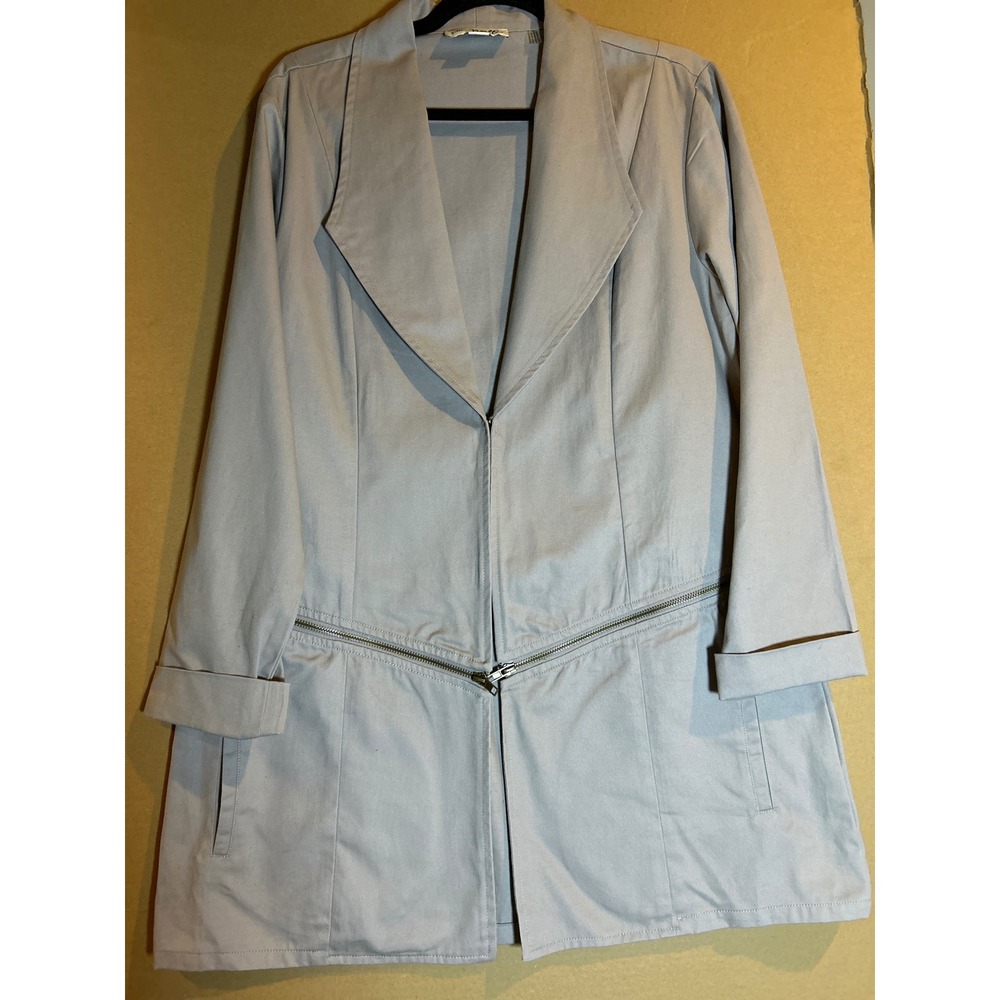 Simply Noelle‎ Waterfall Collar Zip Front Blazer Jacket Womens L XL Gray